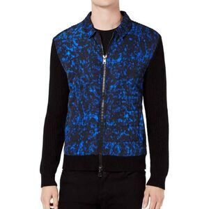 NEW! Michael Kors Men's Two-Way Zip Quilted Italian Knit Sweater Jacket - L